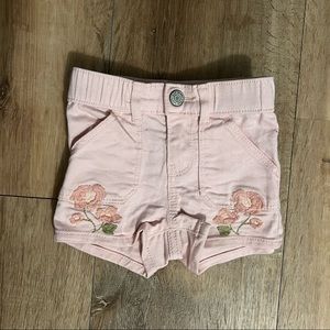 Gap Pink floral embroidered denim shorts, girls 24 months